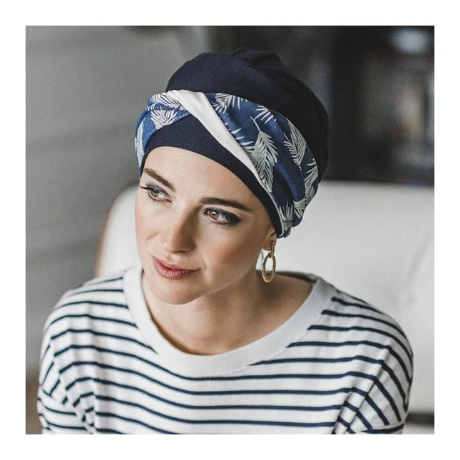 Pañuelo Oncológico ELEGANCE DENIM PALMS | Carebell
