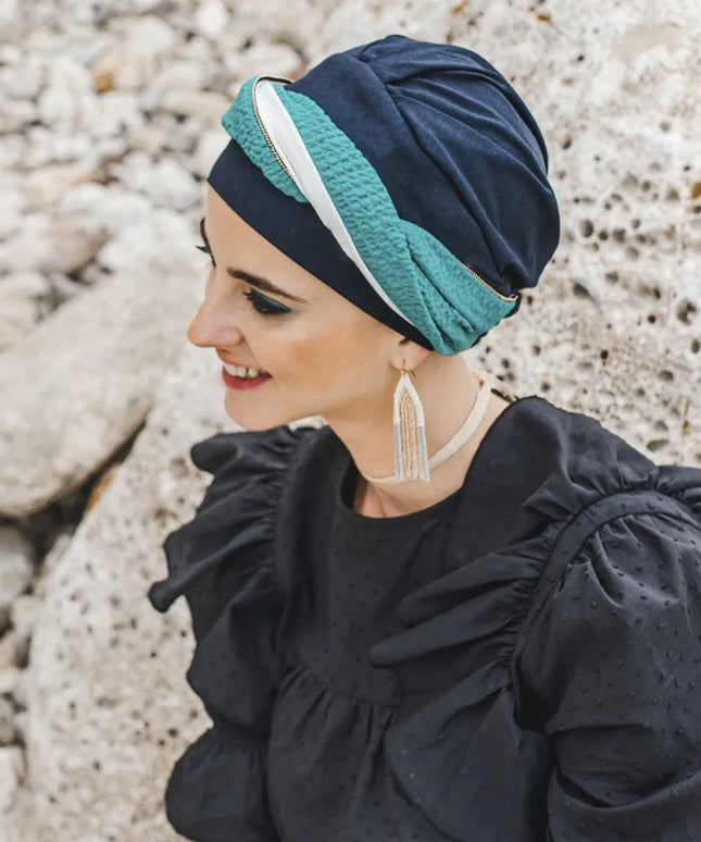 Pañuelo Oncológico ELEGANCE TURQUESA | Carebell