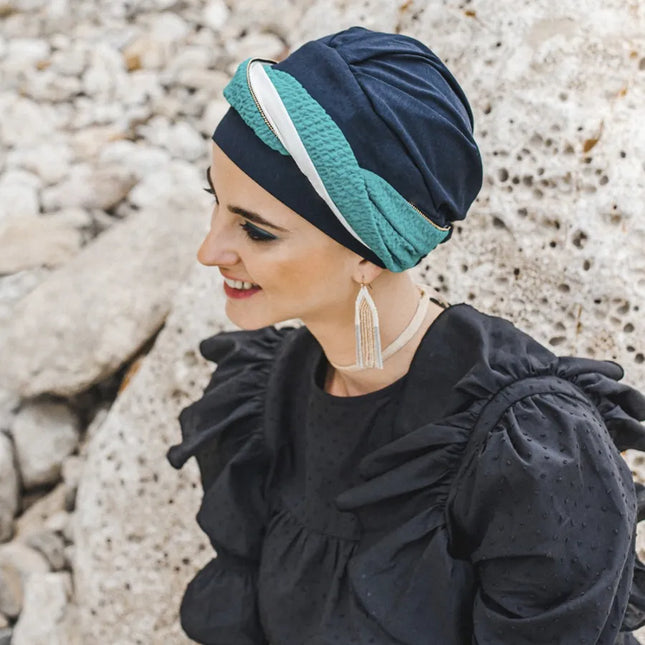 Pañuelo Oncológico ELEGANCE TURQUESA | Carebell