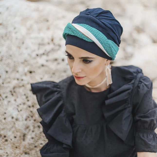 Pañuelo Oncológico ELEGANCE TURQUESA | Carebell