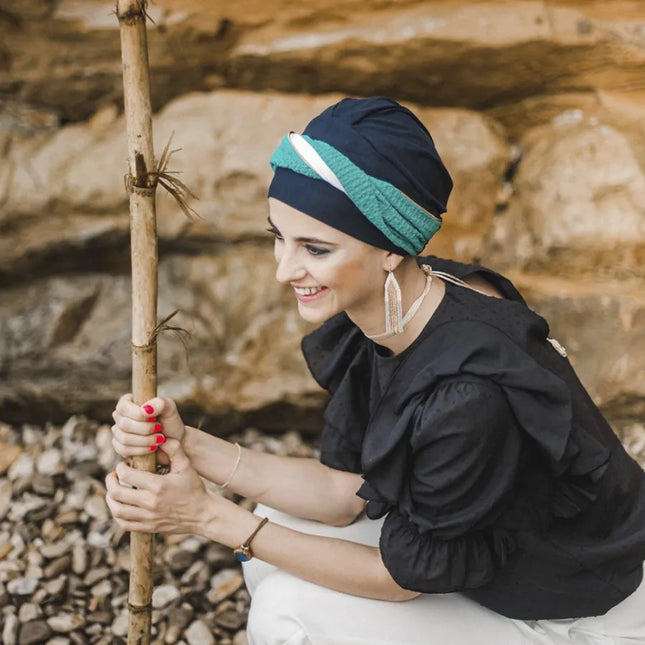 Pañuelo Oncológico ELEGANCE TURQUESA | Carebell