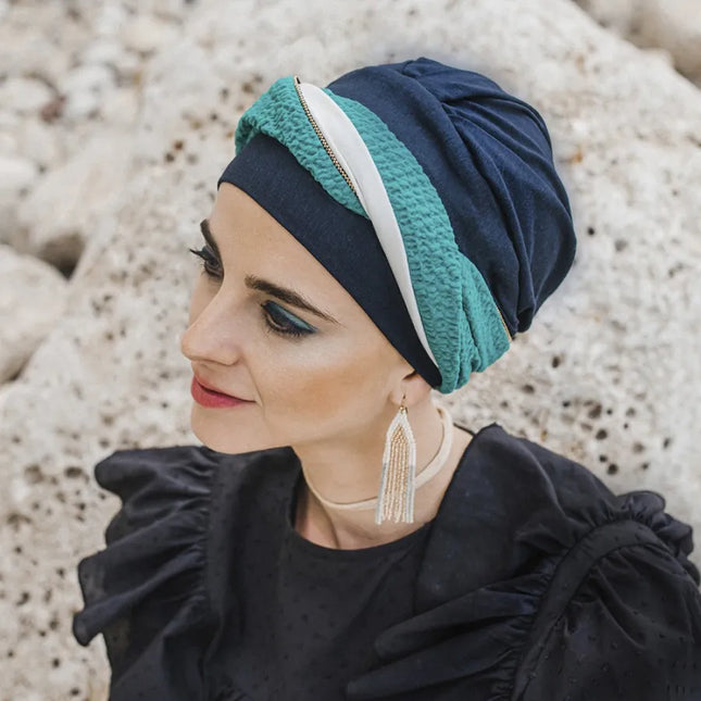 Pañuelo Oncológico ELEGANCE TURQUESA | Carebell
