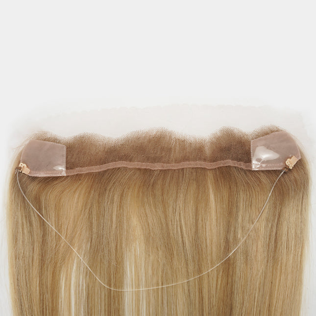 Vera, línea frontal de cabello natural: Base y cordón ajustable en la pieza de cabello rubio