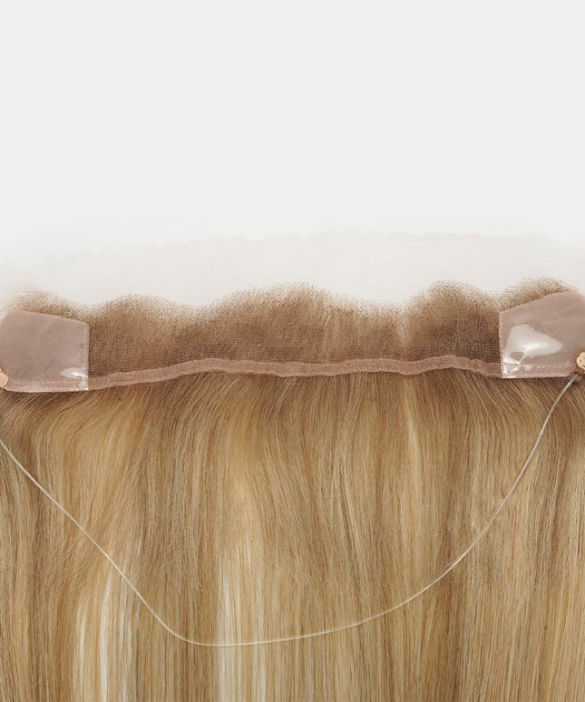 Vera, línea frontal de cabello natural: Base y cordón ajustable en la pieza de cabello rubio