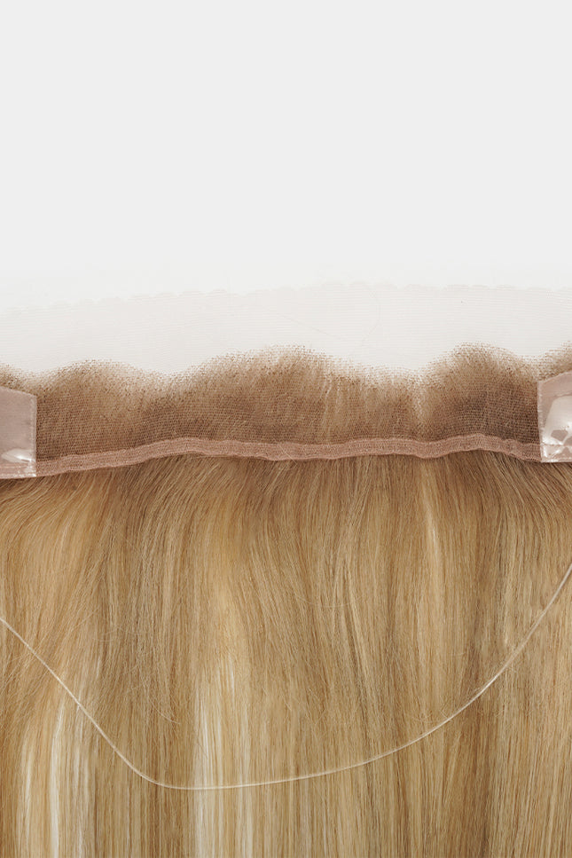 Vera, línea frontal de cabello natural: Base y cordón ajustable en la pieza de cabello rubio